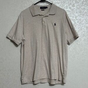 Polo Ralph Lauren‎ Classic Fit Men's Shirt Heather Gray Blue Logo Short Sleeve L
